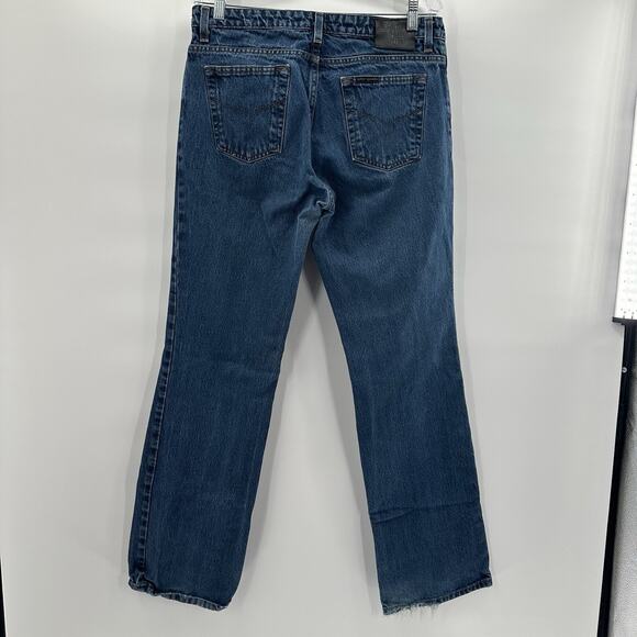 Harley Davidson Jeans Womens 12 Long Blue Boot Cut Biker Moto Grunge Denim - Picture 4 of 16